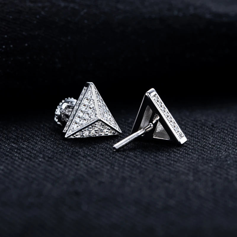 Moissanite Triangle Stud Earrings – 925 Silver