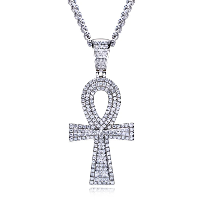 Moissanite Iced Out Cross Pendant – 925 Silver Hip Hop Necklace