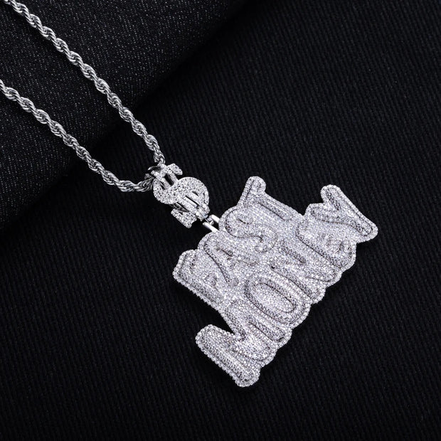 “Fast Money” Moissanite Pendant – 14K Gold Plated Necklace