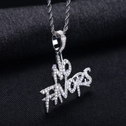 “NO FAVORS” Moissanite Pendant Necklace – 14K Gold Plated