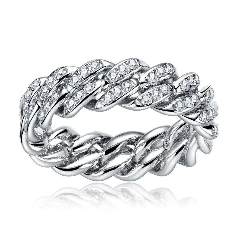 Moissanite Cuban Ring – 925 Silver Iced Out