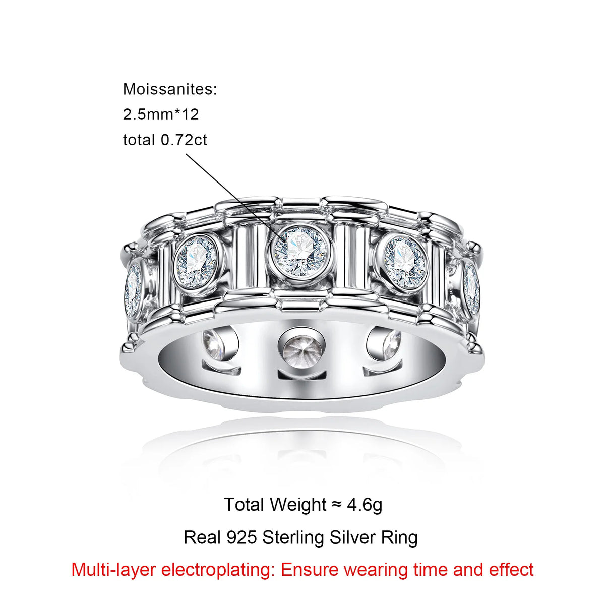 Moissanite Roman Column Ring – 925 Silver Vintage Wedding Band