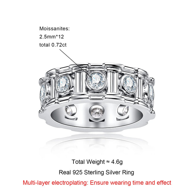 Moissanite Roman Column Ring – 925 Silver Vintage Wedding Band