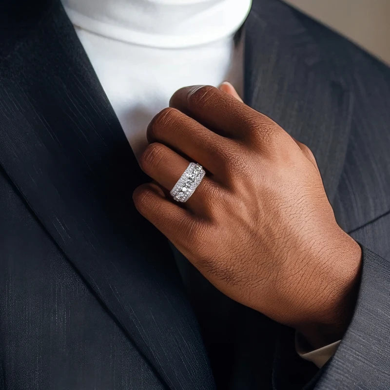 8.46cttw Moissanite Iced-Out Ring – 925 Silver