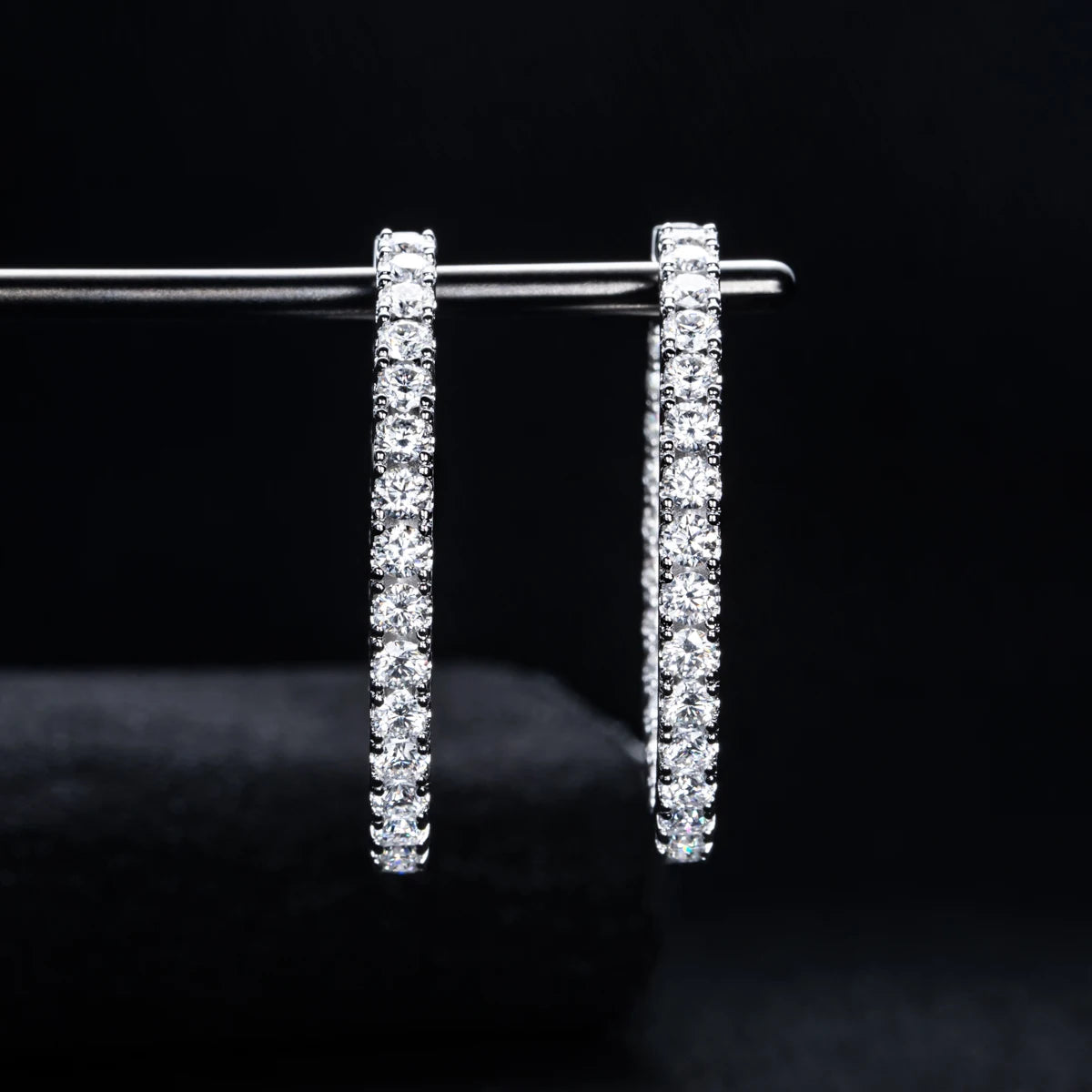 Moissanite Big Hoop Huggie Earrings – 925 Silver Luxury Jewelry