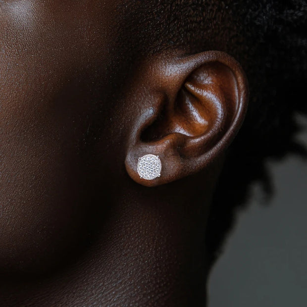 Moissanite Round Stud Earrings – 925 Silver Hip Hop Jewelry