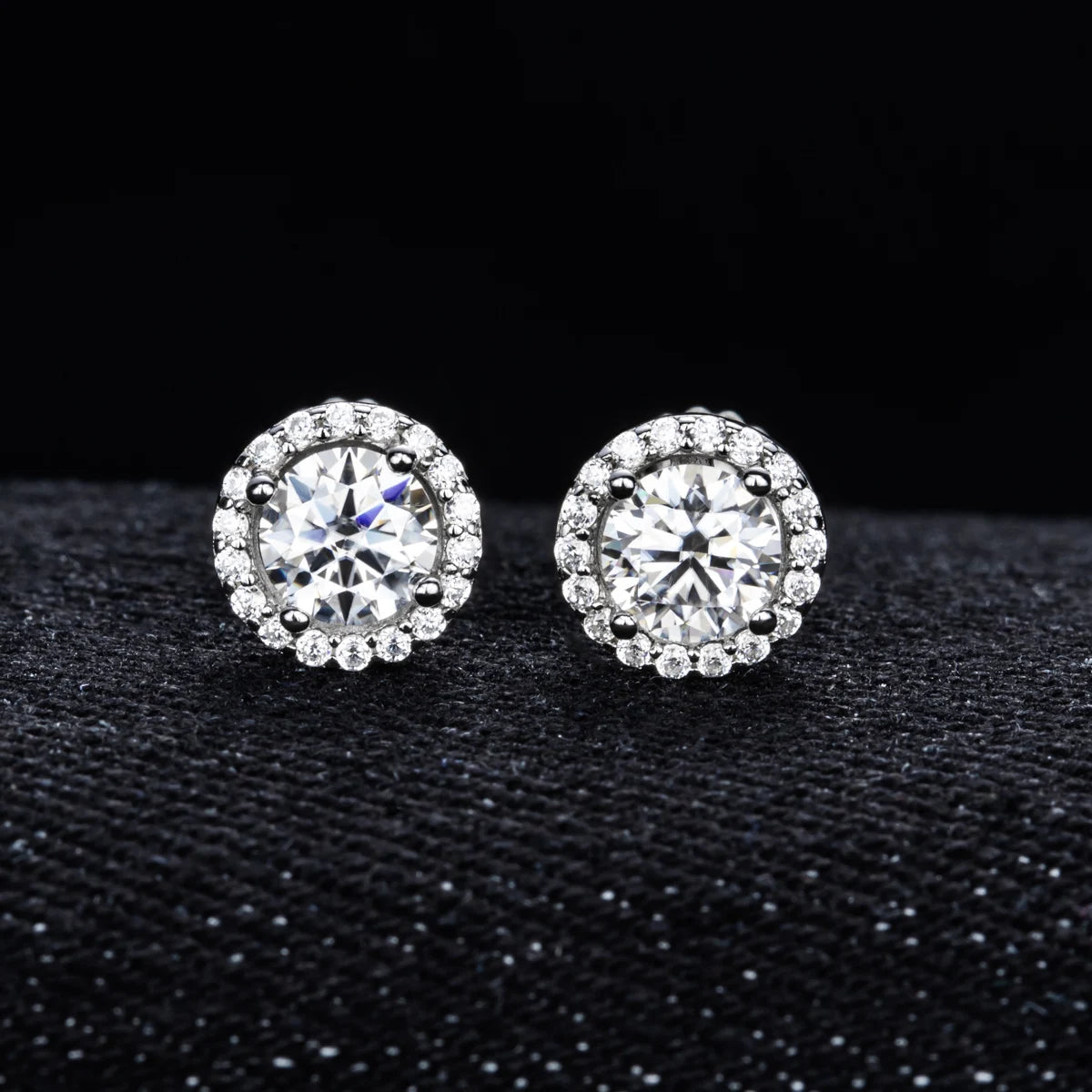 1cttw Moissanite Round Stud Earrings – 925 Silver Unisex