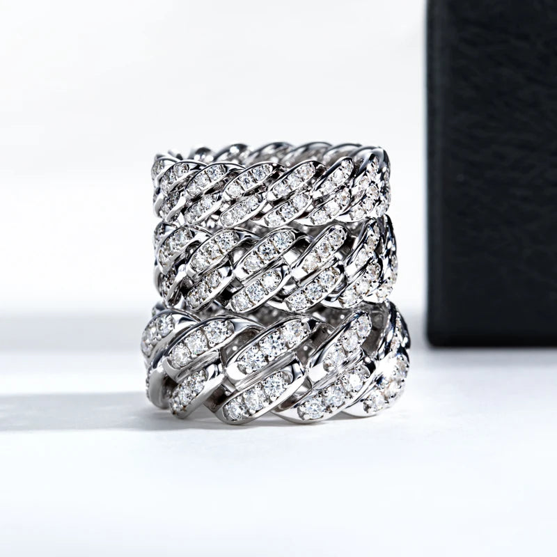 Moissanite Cuban Ring – 925 Silver Iced Out