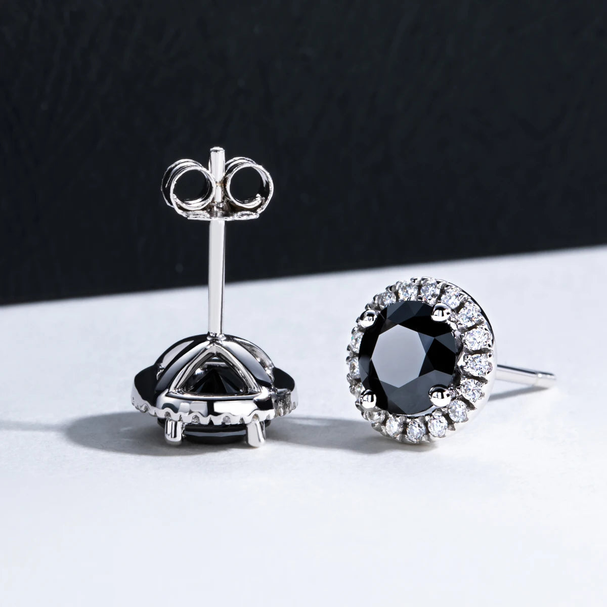 1ct Black Moissanite Stud Earrings – 925 Silver Hip Hop Jewelry