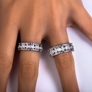 Moissanite Roman Column Ring – 925 Silver Vintage Wedding Band