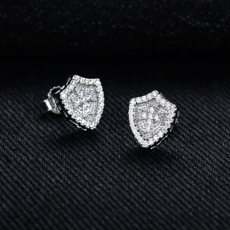 Moissanite Cross Stud Earrings – 925 Silver Hip Hop Jewelry