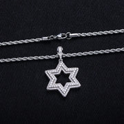 Star of David Moissanite Pendant – 14K Gold Plated Hip Hop Necklace