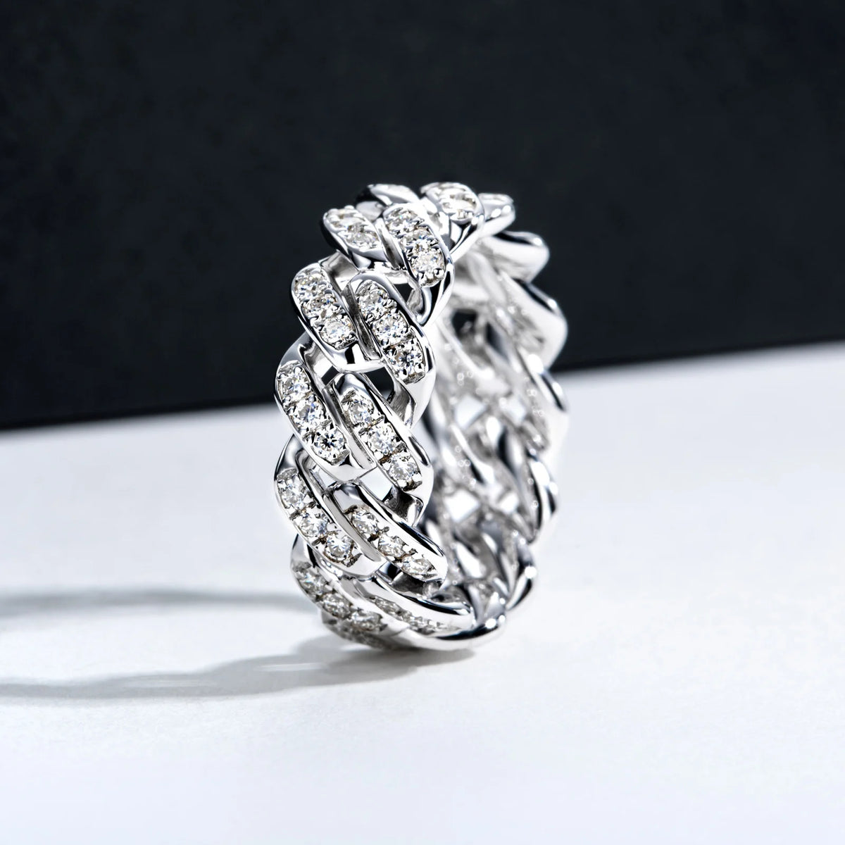 Moissanite Cuban Ring – 925 Silver Iced Out