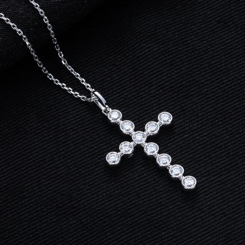 3.3cttw Moissanite Cross Pendant – 925 Silver Iced Out Necklace