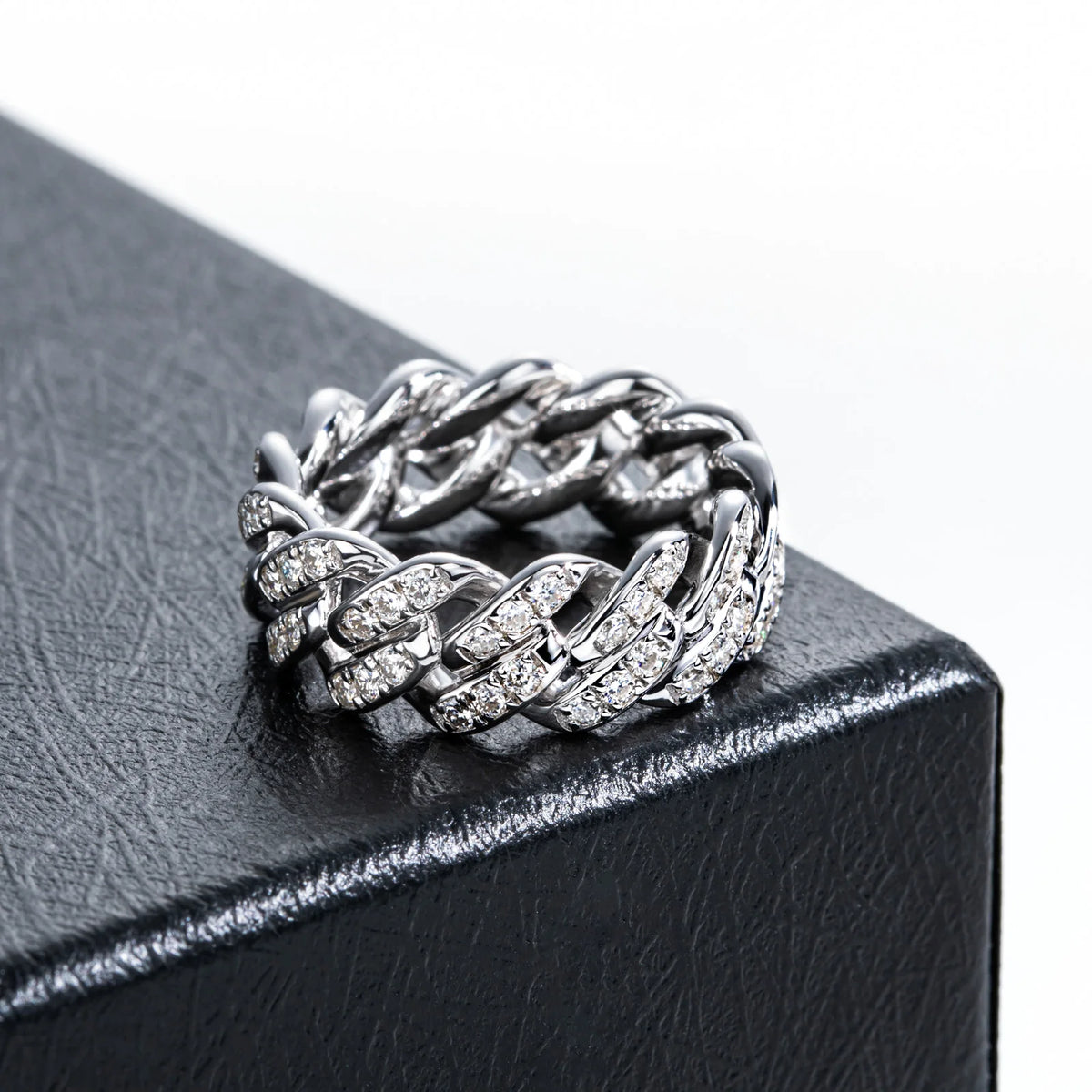 Moissanite Cuban Ring – 925 Silver Iced Out