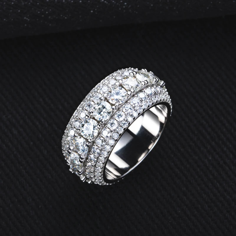 8.46cttw Moissanite Iced-Out Ring – 925 Silver