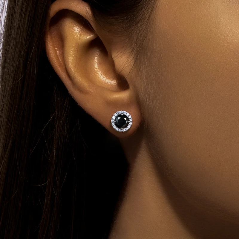 1ct Black Moissanite Stud Earrings – 925 Silver Hip Hop Jewelry