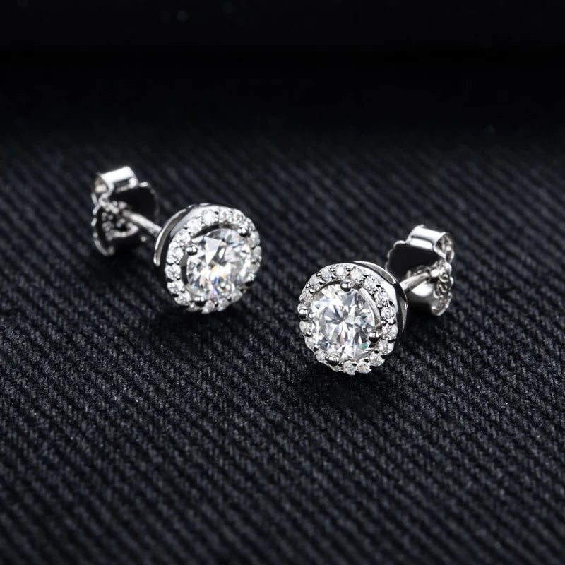 1cttw Moissanite Round Stud Earrings – 925 Silver Unisex