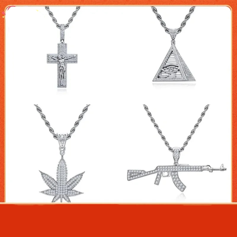 Moissanite Iced Out Pendant – 925 Silver Hip Hop Necklace for Men