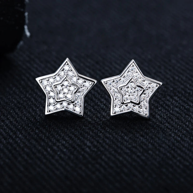 0.27ct Star Moissanite Stud Earrings – 925 Silver