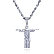 1.23cttw Moissanite Redeemer Pendant – 925 Silver Iced Necklace