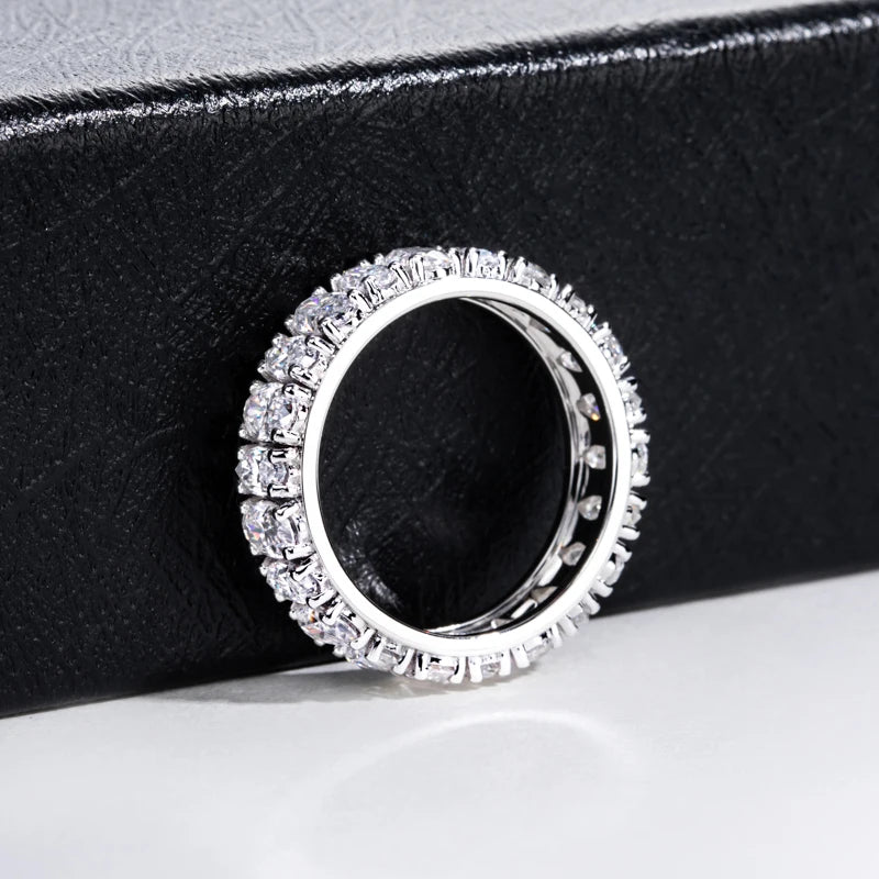 0.5ct Moissanite Dual-Cut Wedding Band – 925 Silver Fine Jewelry