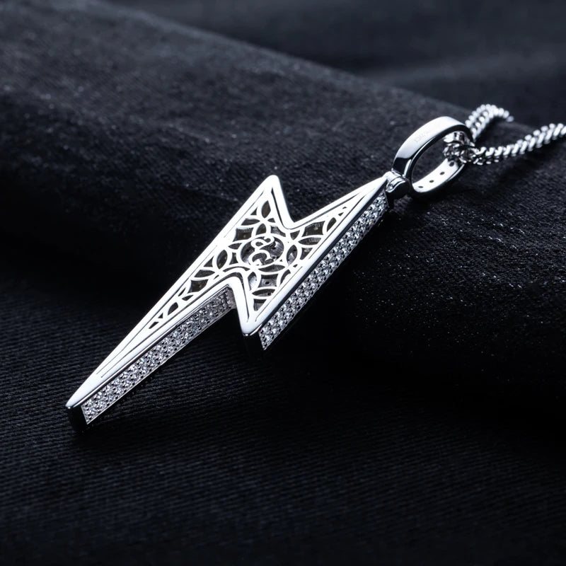 5.6cttw Moissanite Lightning Pendant – 925 Silver Iced Necklace