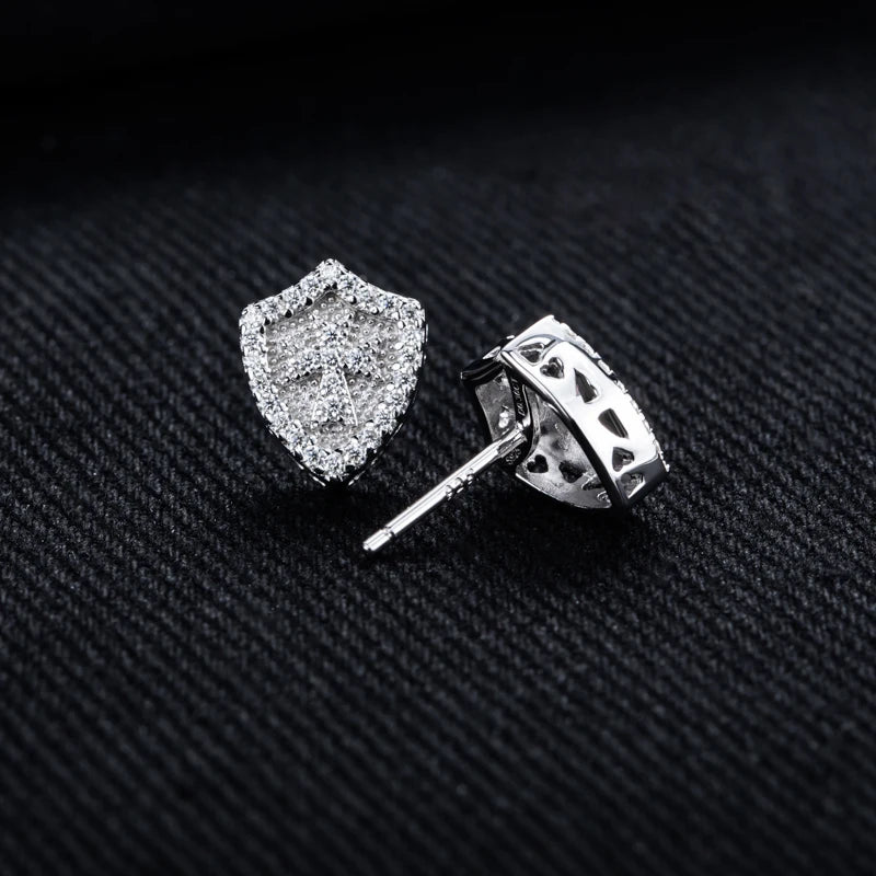 Moissanite Cross Stud Earrings – 925 Silver Hip Hop Jewelry