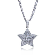 1.8ct Moissanite Lucky Star Pendant – 925 Sterling Silver Hip Hop Necklace for Men