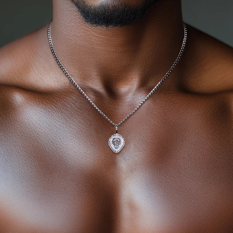 Iced Out Lion Pendant – 925 Silver Moissanite Hip Hop Necklace