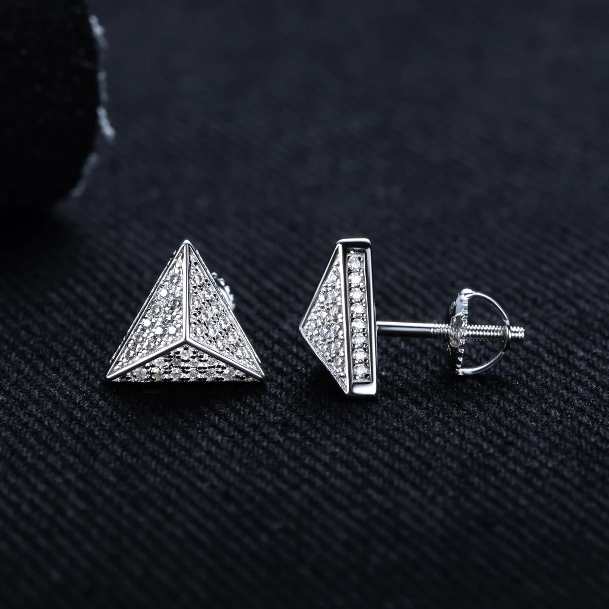 Moissanite Triangle Stud Earrings – 925 Silver