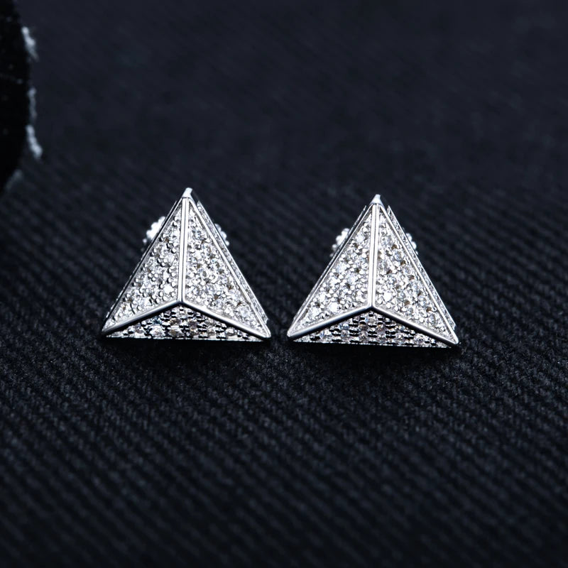 Moissanite Triangle Stud Earrings – 925 Silver