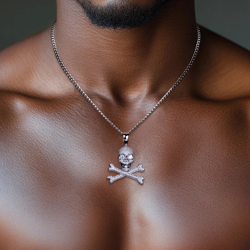 3.35cttw Moissanite Skull Pendant – 925 Silver Iced Out Necklace