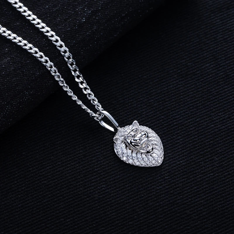 Iced Out Lion Pendant – 925 Silver Moissanite Hip Hop Necklace