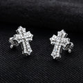 1.0cttw Moissanite Iced Out Cross Stud Earrings – 925 Sterling Silver