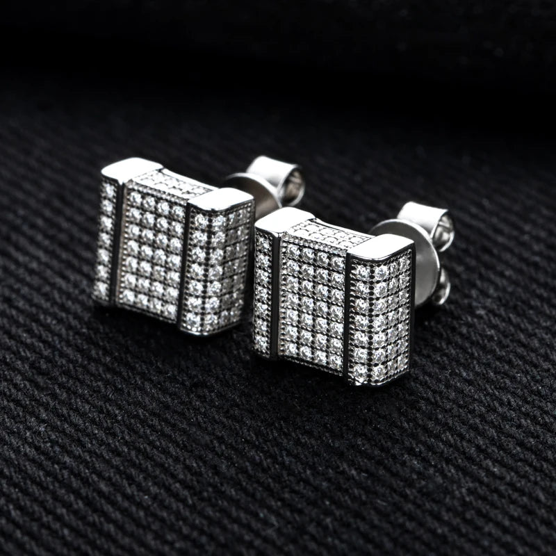 Moissanite Square Stud Earrings – 925 Silver