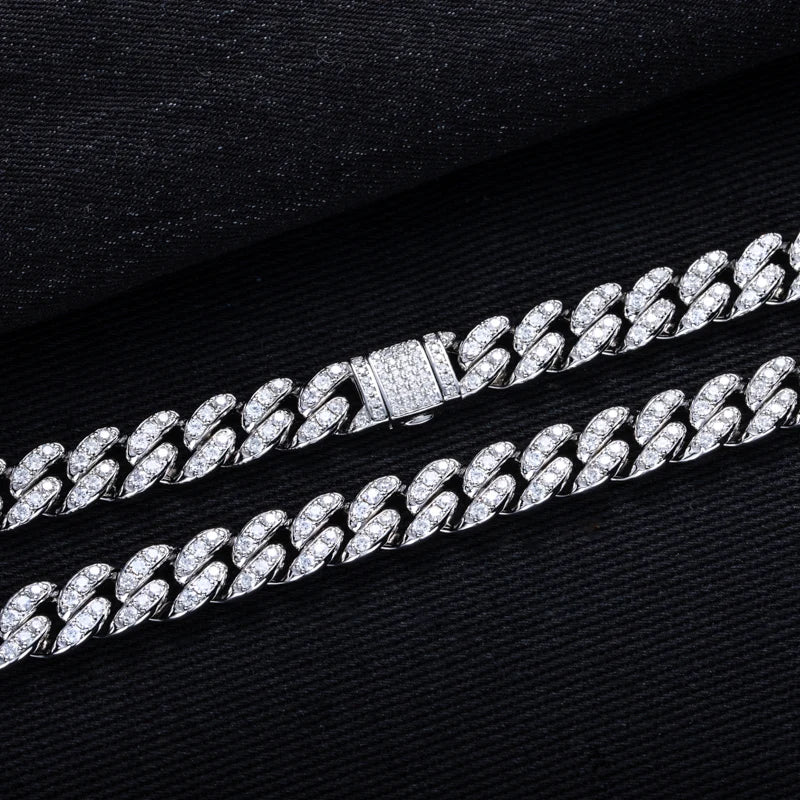 Moissanite Cuban Link Necklace – 925 Silver Iced Out Hip Hop Chain