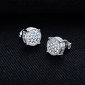 Moissanite Round Stud Earrings – 925 Silver Hip Hop Jewelry
