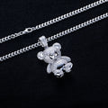 2.68cttw Moissanite Teddy Bear Pendant – 925 Silver Iced Out Necklace
