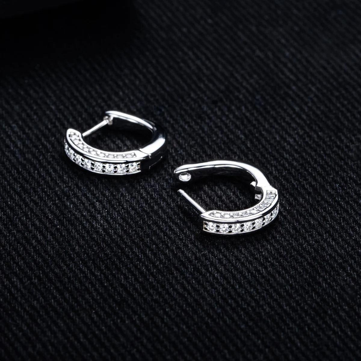 Moissanite Hoop Huggie Earrings – 925 Silver Bling Jewelry