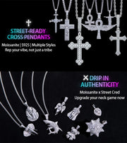 1.8ct Moissanite Lucky Star Pendant – 925 Sterling Silver Hip Hop Necklace for Men