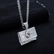 1.9cttw Moissanite Dollar Bill Pendant – 925 Silver Hip Hop Necklace