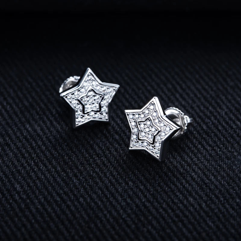 0.27ct Star Moissanite Stud Earrings – 925 Silver