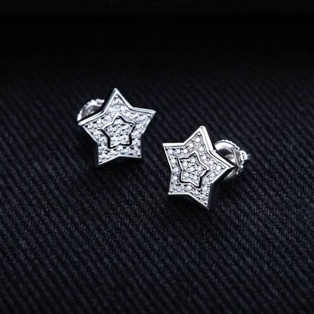 0.27ct Star Moissanite Stud Earrings – 925 Silver