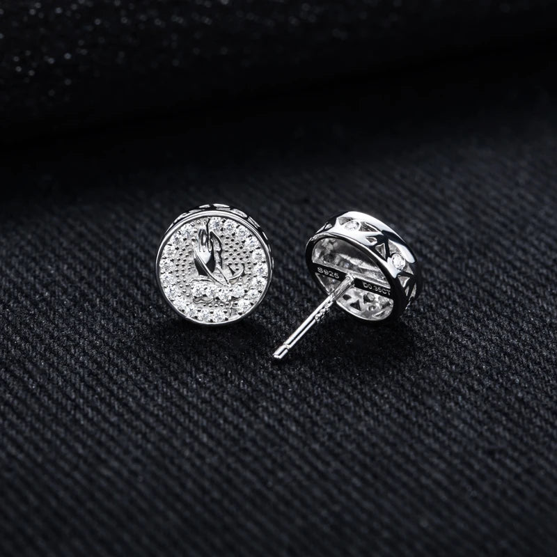 Moissanite Prayer Hand Stud Earrings – 925 Silver