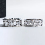 Moissanite Roman Column Ring – 925 Silver Vintage Wedding Band