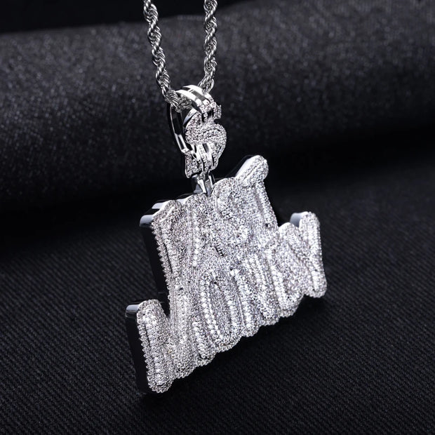 “Fast Money” Moissanite Pendant – 14K Gold Plated Necklace