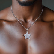 1.8ct Moissanite Lucky Star Pendant – 925 Sterling Silver Hip Hop Necklace for Men