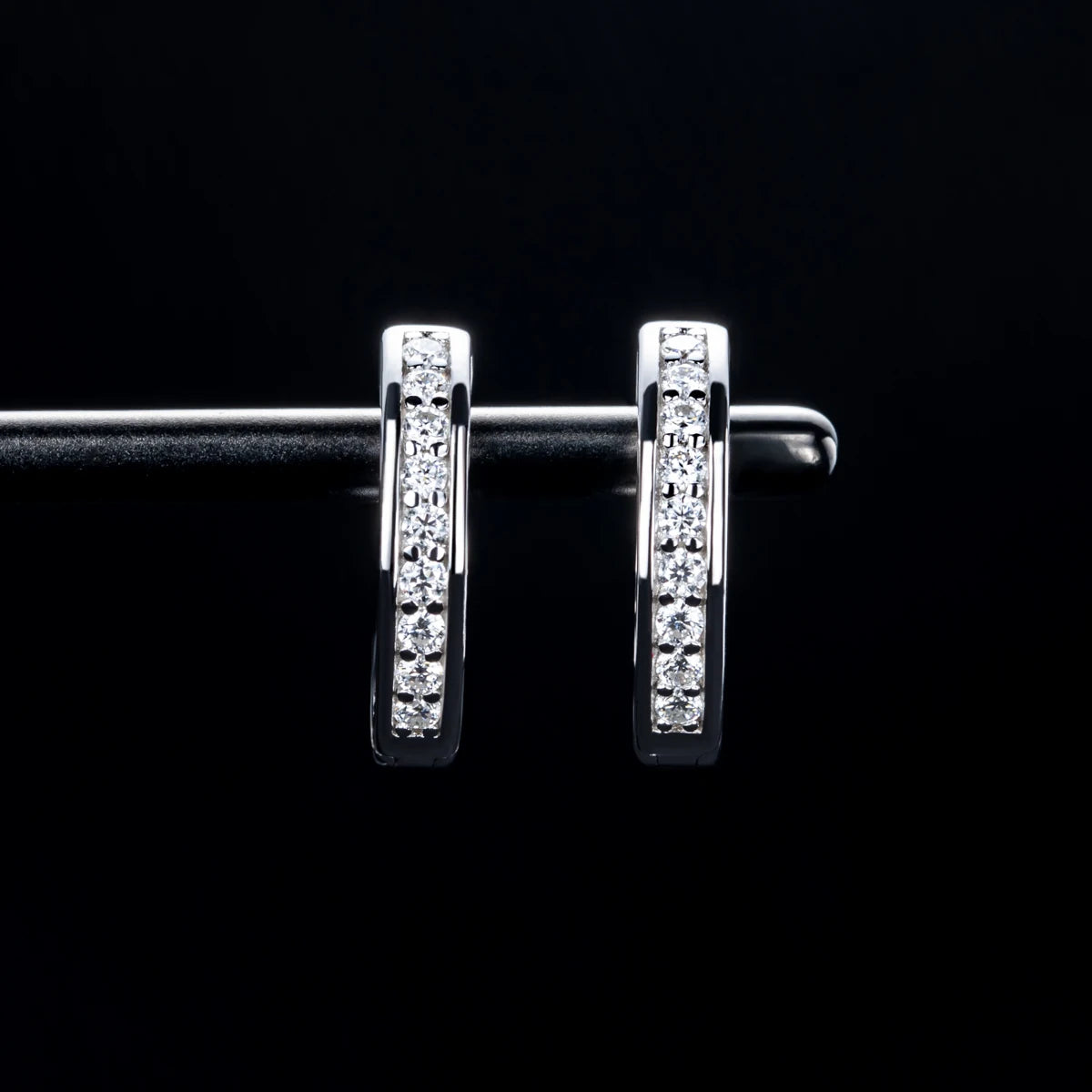 Moissanite Hoop Huggie Earrings – 925 Silver Bling Jewelry