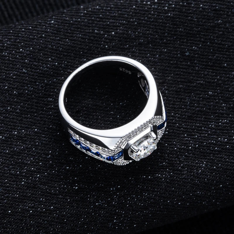 1ct VVS1 Moissanite Men’s Iced Out Diamond Ring – 925 Sterling Silver